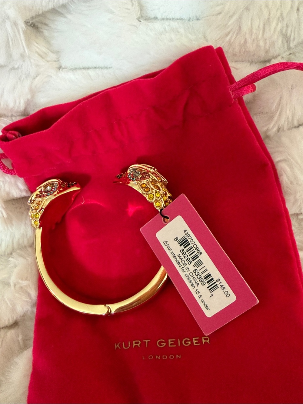 Kurt Geiger Gold Bracelet with Pink Pouch